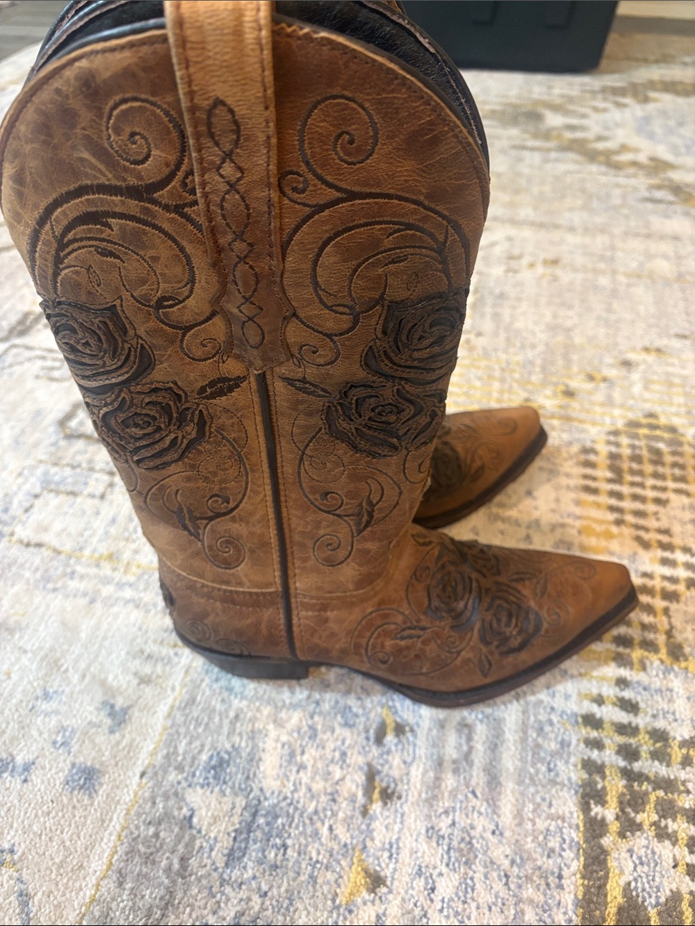 Wildflowers Bluebonnet Rose Cowboy Boots 7.5 - Picture 6 of 6